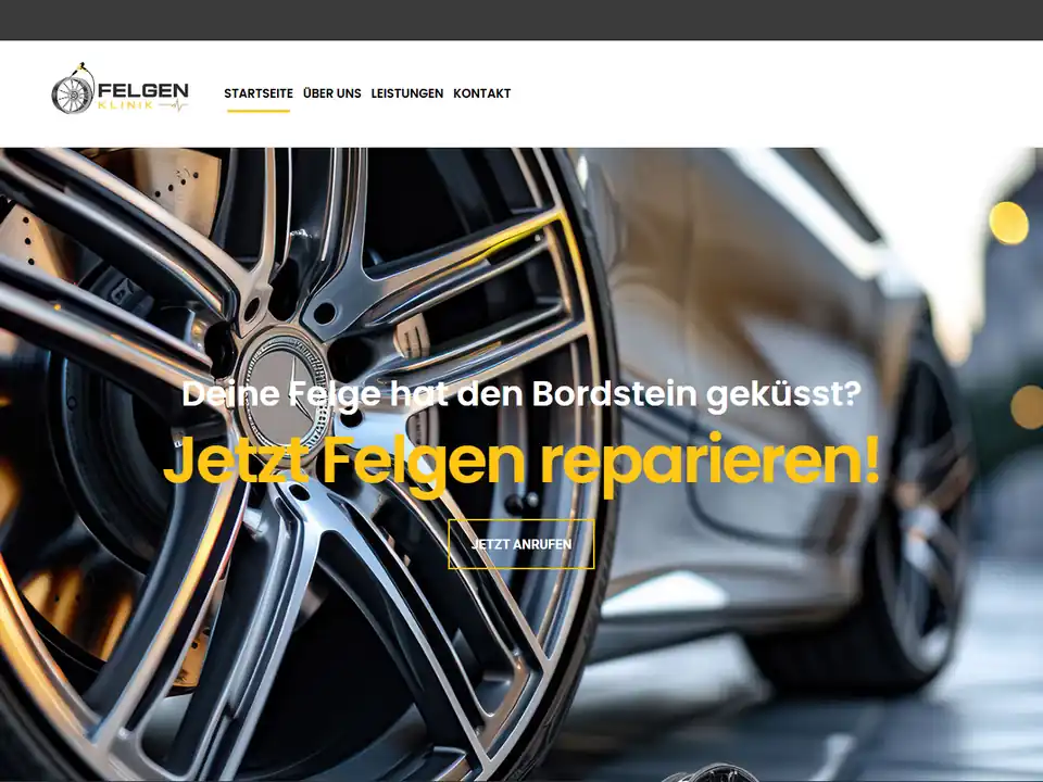 Website der Felgenklinik Köln für Felgenreparatur – Referenz von Marqini für Autowerkstätten