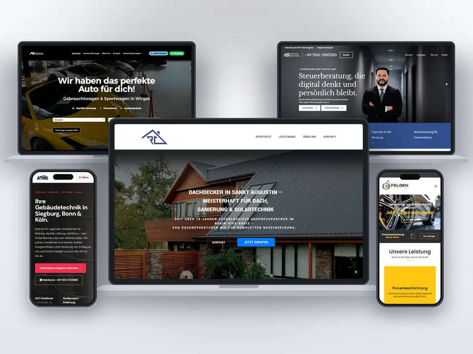 Kunden-Websites von Marqini auf Laptop und Smartphone